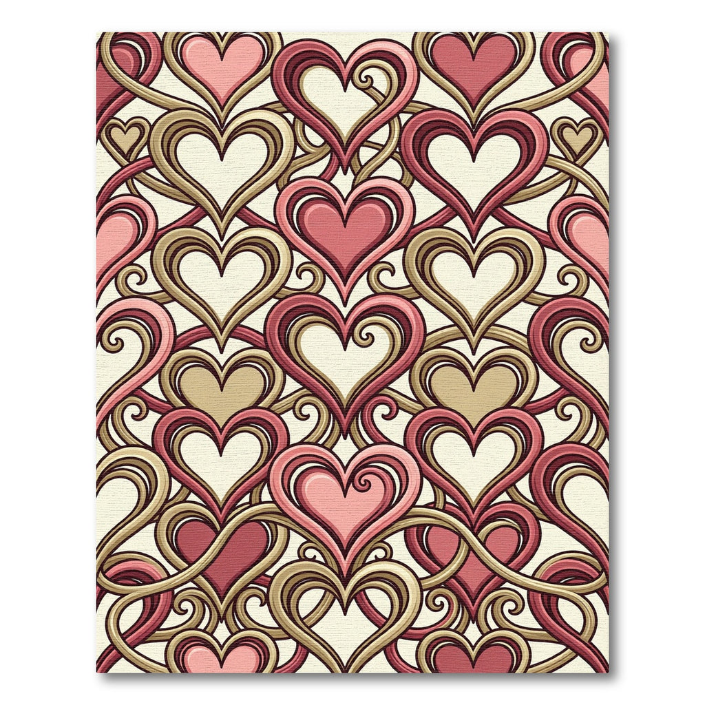 Romantic Pink Gold Heart Swirl Rug
