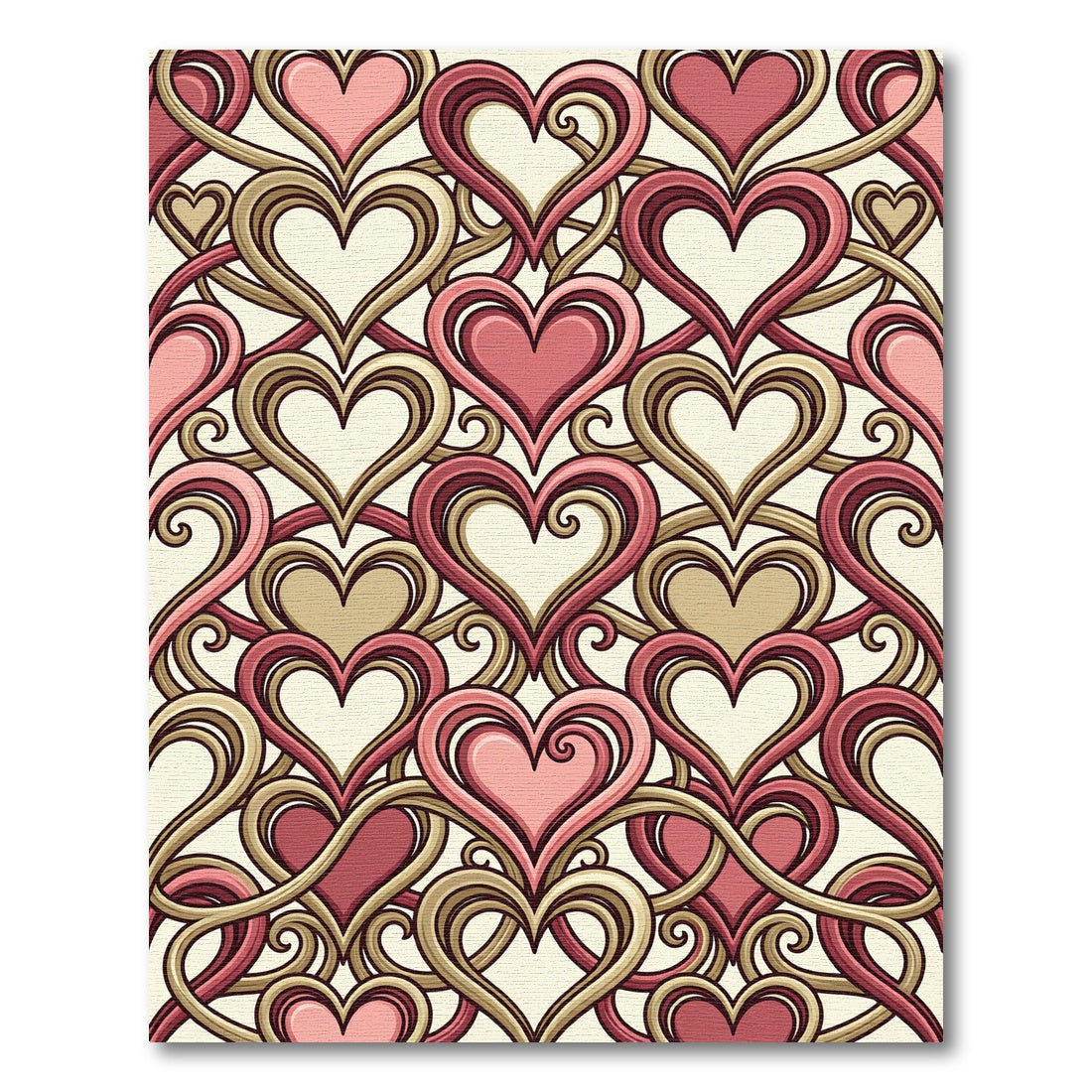 Romantic Pink Gold Heart Swirl Rug
