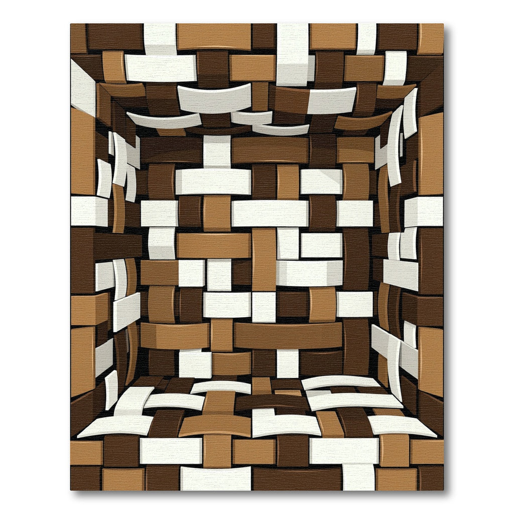 Chocolate White Woven Basket Texture Rug
