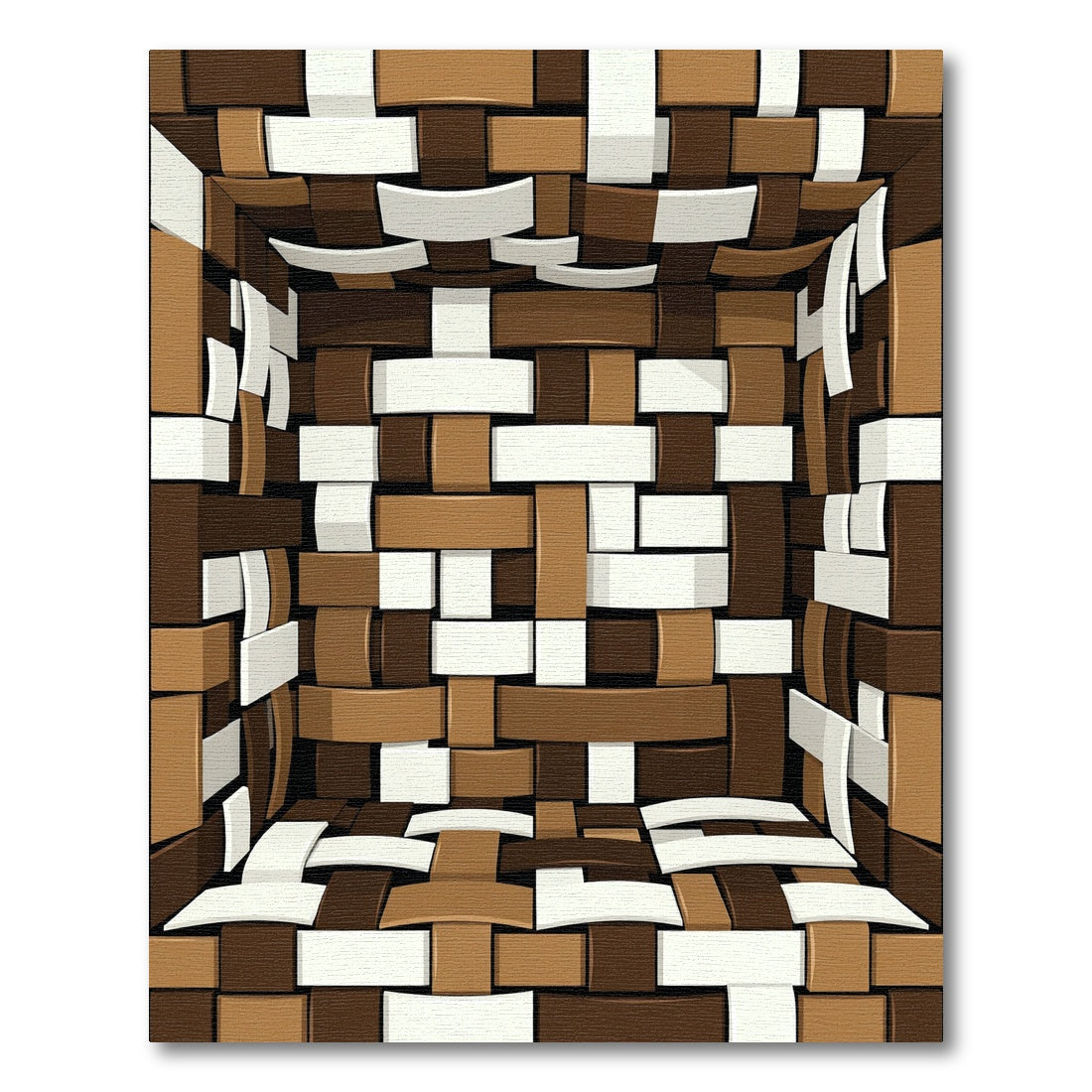 Chocolate White Woven Basket Texture Rug