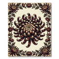 Dark Crimson Chrysanthemum Floral Ornate Rug