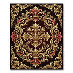 Ornate Gold Red Scrollwork Rug