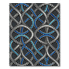 Interlocking Silver Azure Geometric Ribbon Rug