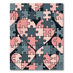 Pink and Charcoal Interlocking Heart Puzzle Rug