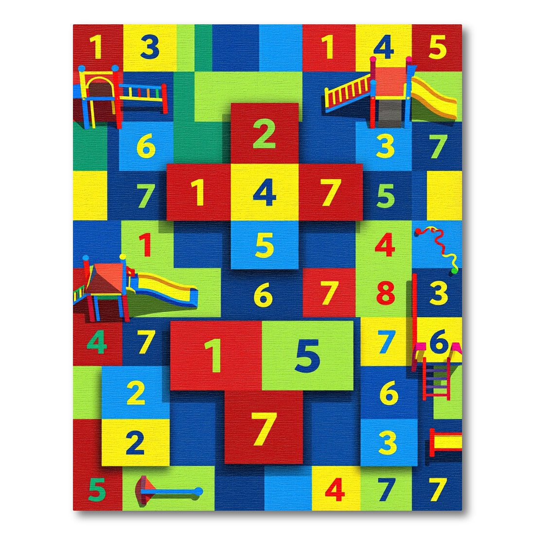 Playful Bright Geometric Playground Grid Rug