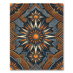 Geometric Golden Sun Celestial Art Rug