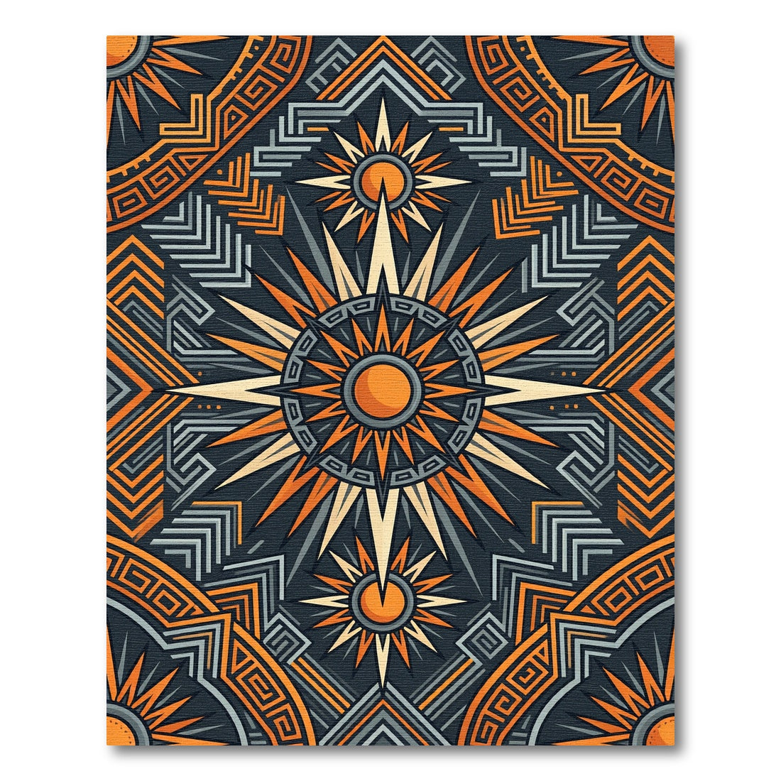 Geometric Golden Sun Celestial Art Rug