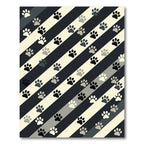 Monochrome Paw Striped Graphic Rug