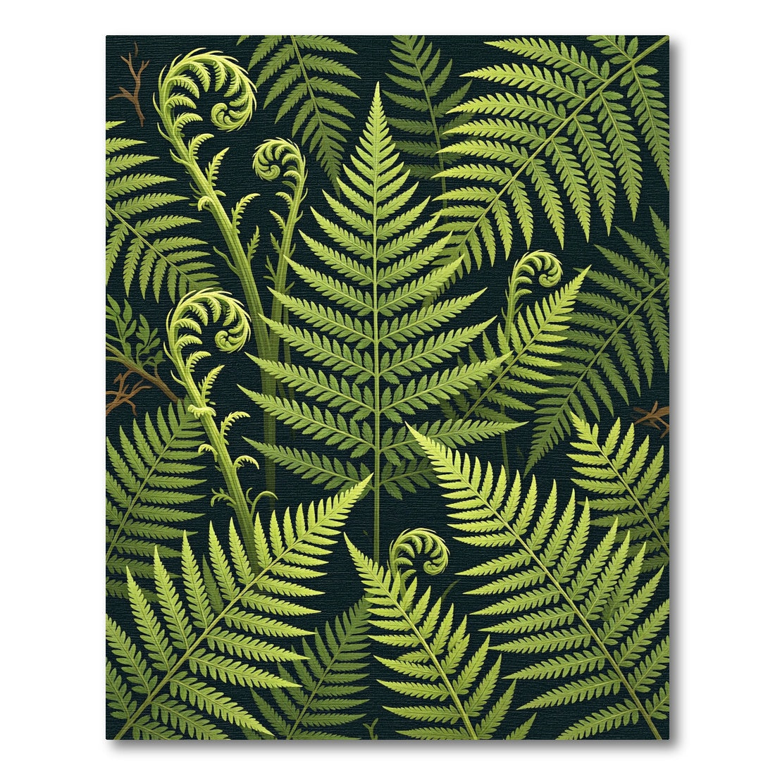 Lush Green Fern Tropical Foliage Rug