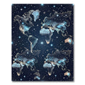 Cosmic Stardust World Map Globes Rug