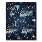 Cosmic Stardust World Map Globes Rug