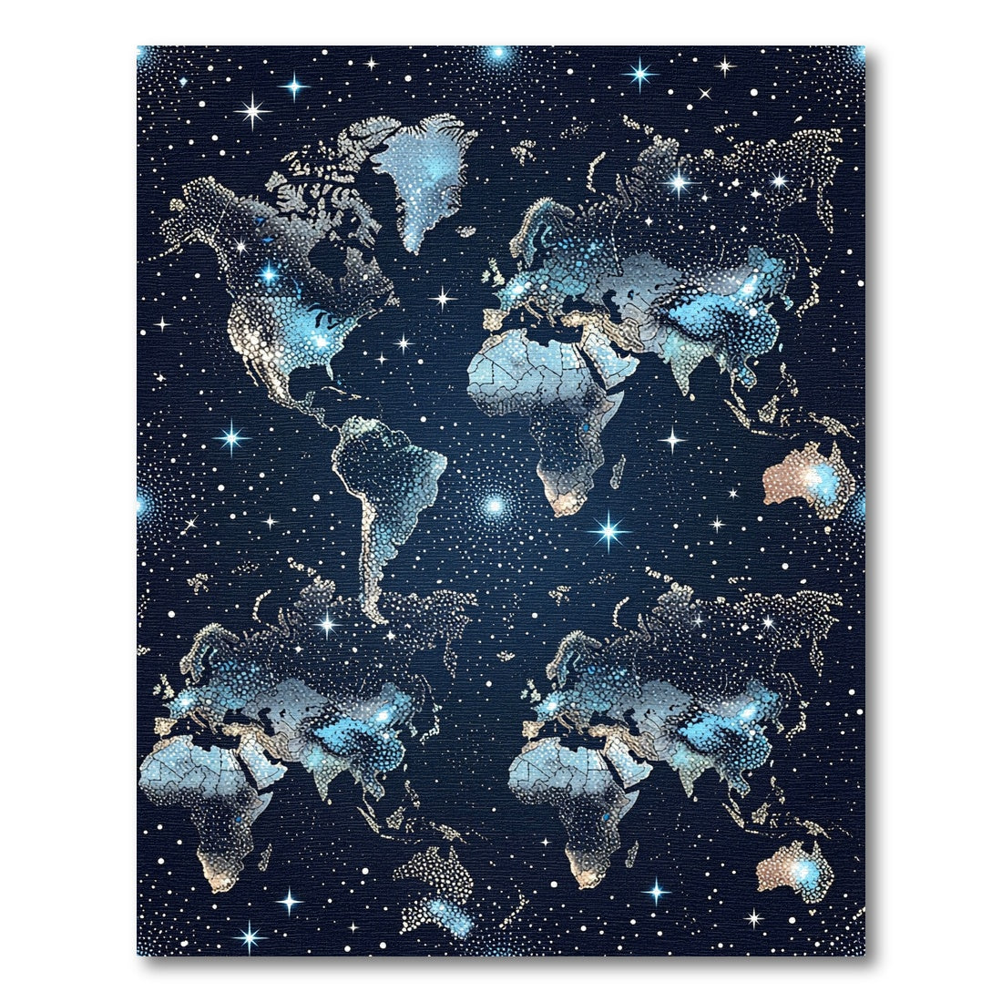 Cosmic Stardust World Map Globes Rug