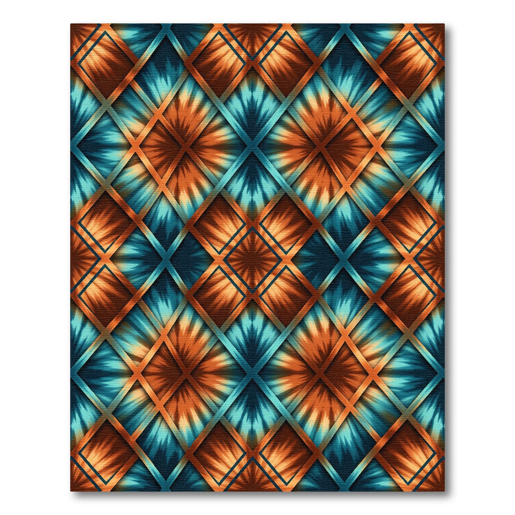 Amber Teal Tie Dye Diamond Rug