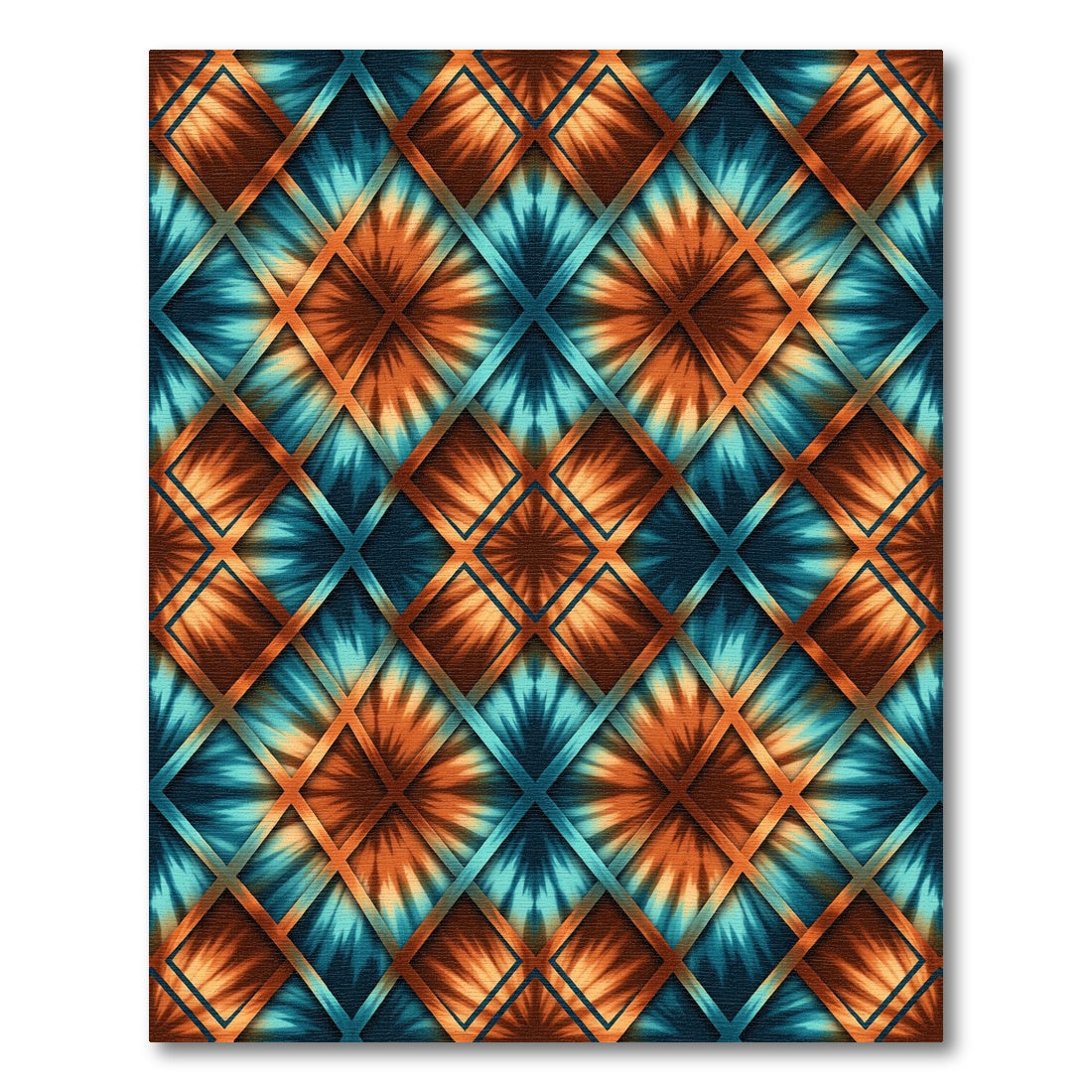 Amber Teal Tie Dye Diamond Rug