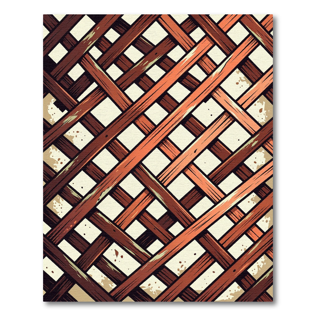 Rustic Earthy Lattice Grid Rug