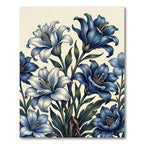 Majestic Blue Lily Garden Arrangement Rug