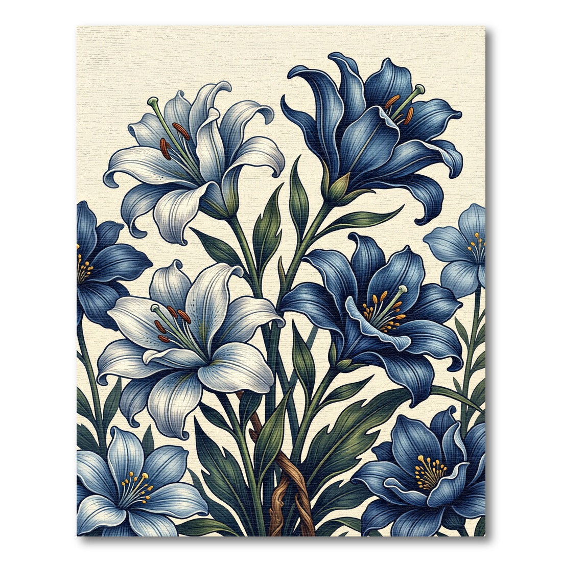 Majestic Blue Lily Garden Arrangement Rug