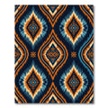 Vibrant Blue Orange Ikat Diamond Rug