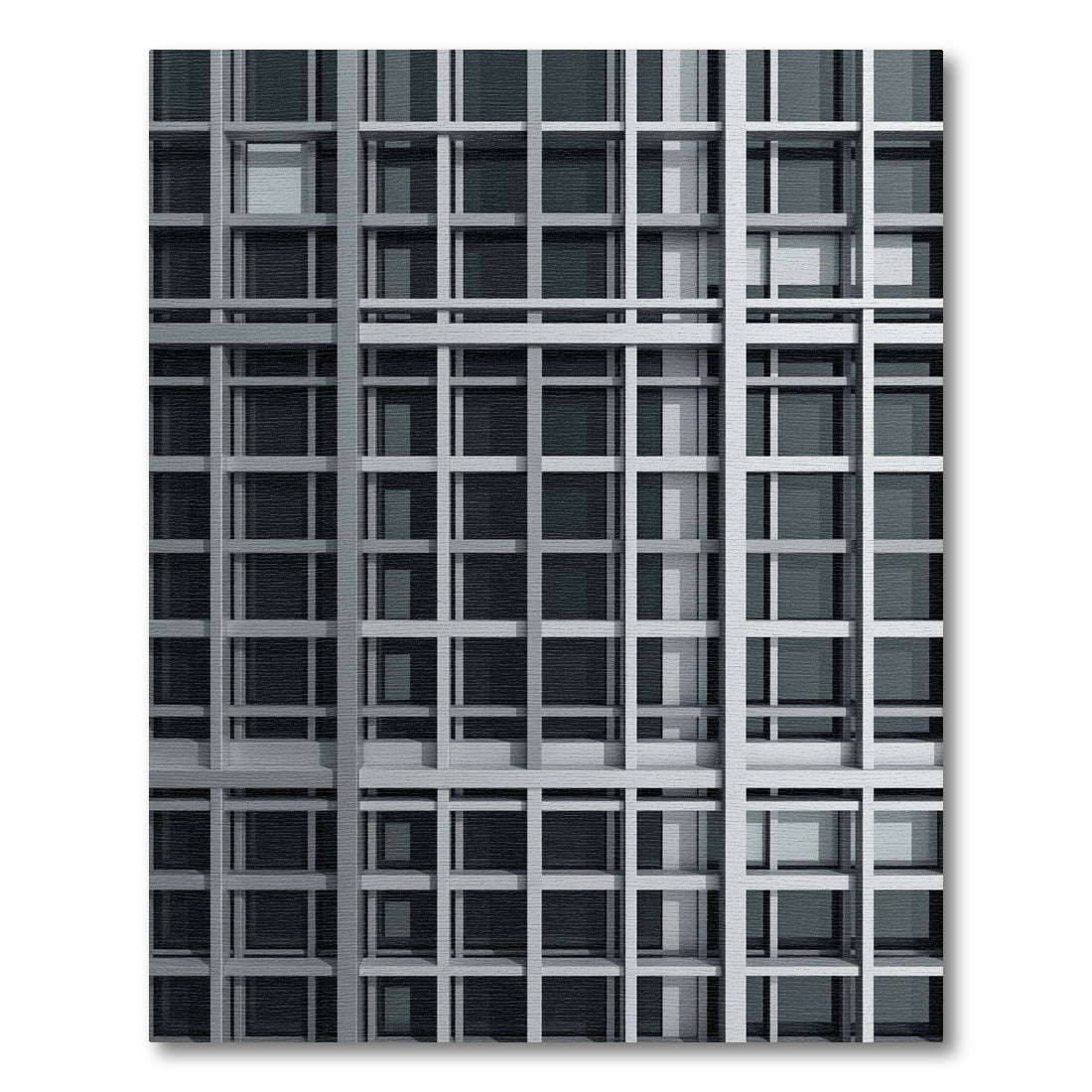 Modern Monochrome Grid Architectural Sculpture Rug