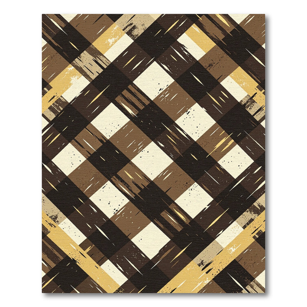 Neutral Textured Brown Plaid Checkered Rug