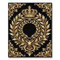 Regal Gold Crown Laurel Wreath Emblem Rug