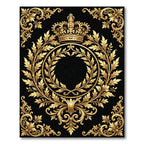 Regal Gold Crown Laurel Wreath Emblem Rug