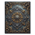 Ornate Gold Silver Victorian Medallion Rug