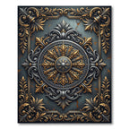 Ornate Gold Silver Victorian Medallion Rug