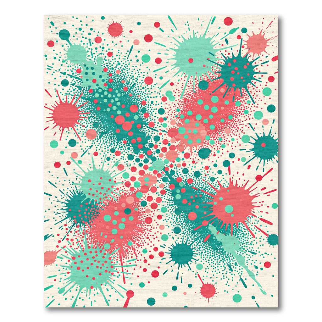Teal Coral Splatter Dot Burst Rug