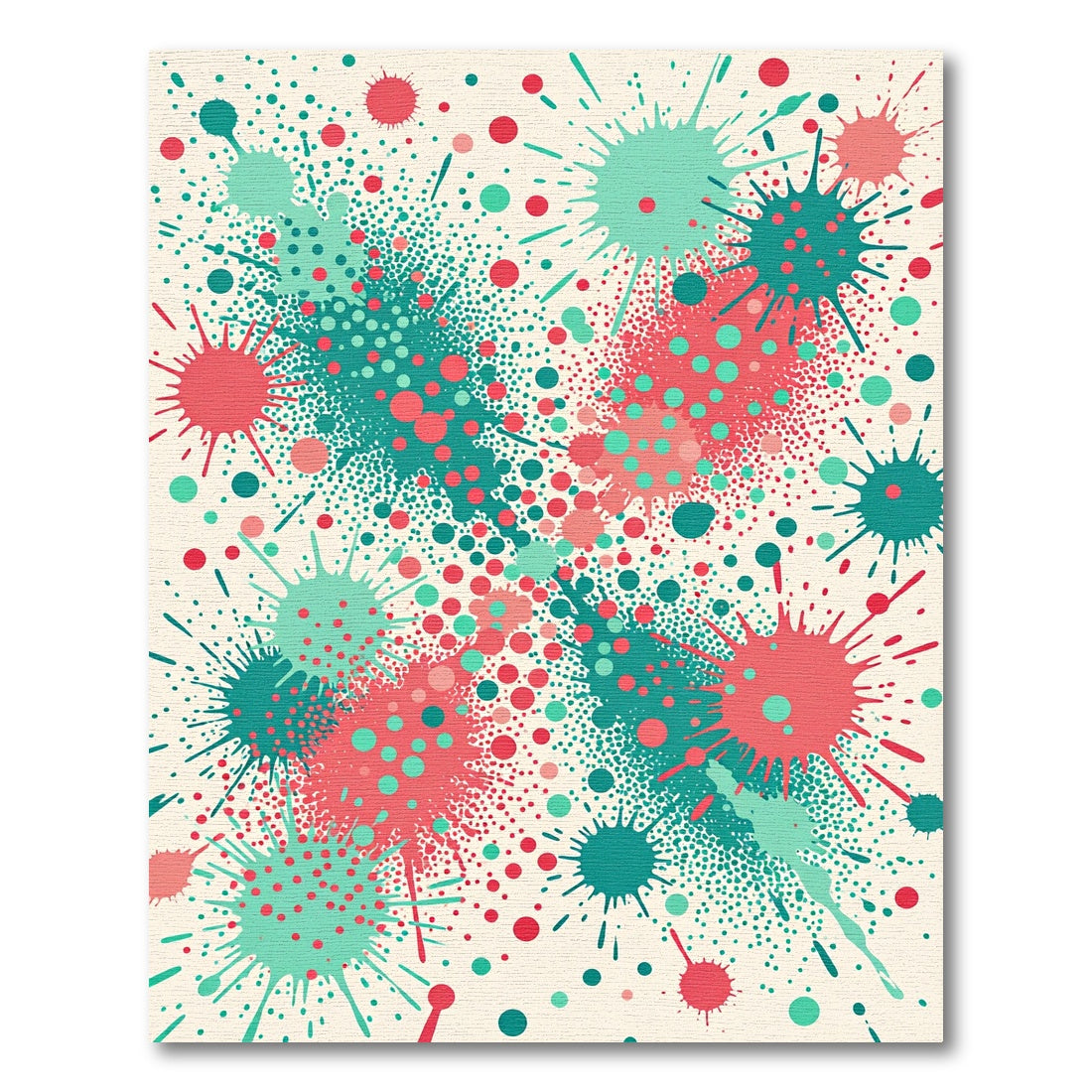 Teal Coral Splatter Dot Burst Rug
