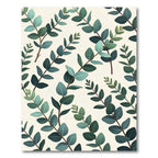 Earthy Green Eucalyptus Botanical Illustration Rug
