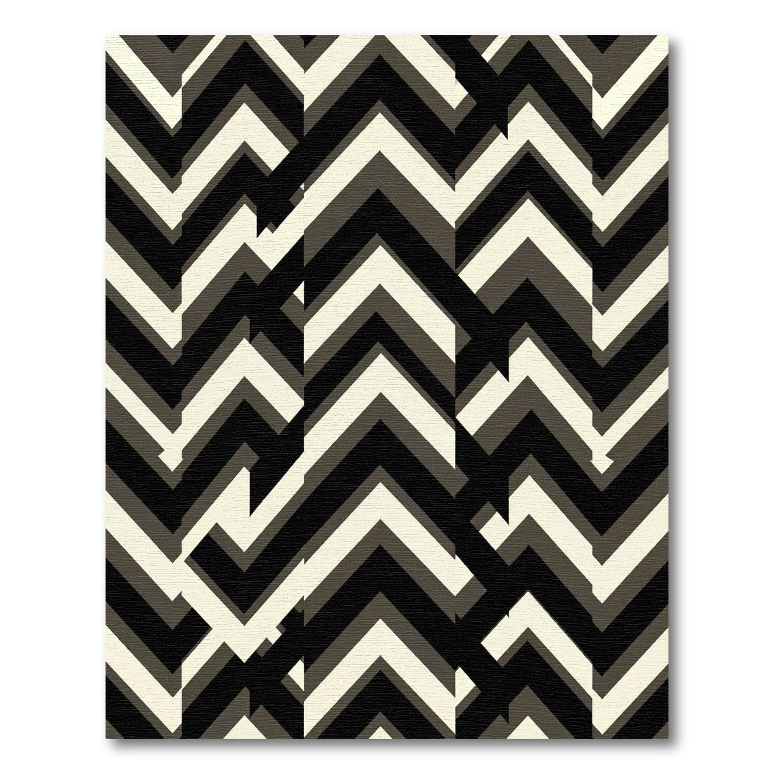 Modern Black White Chevron Zigzag Rug