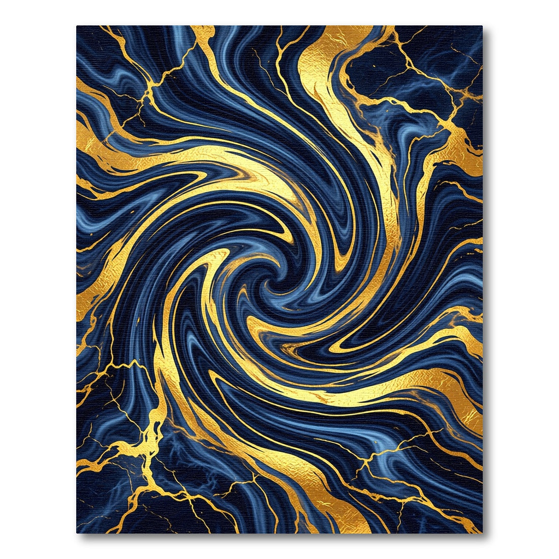 Luxury Navy Marble Golden Swirl Rug