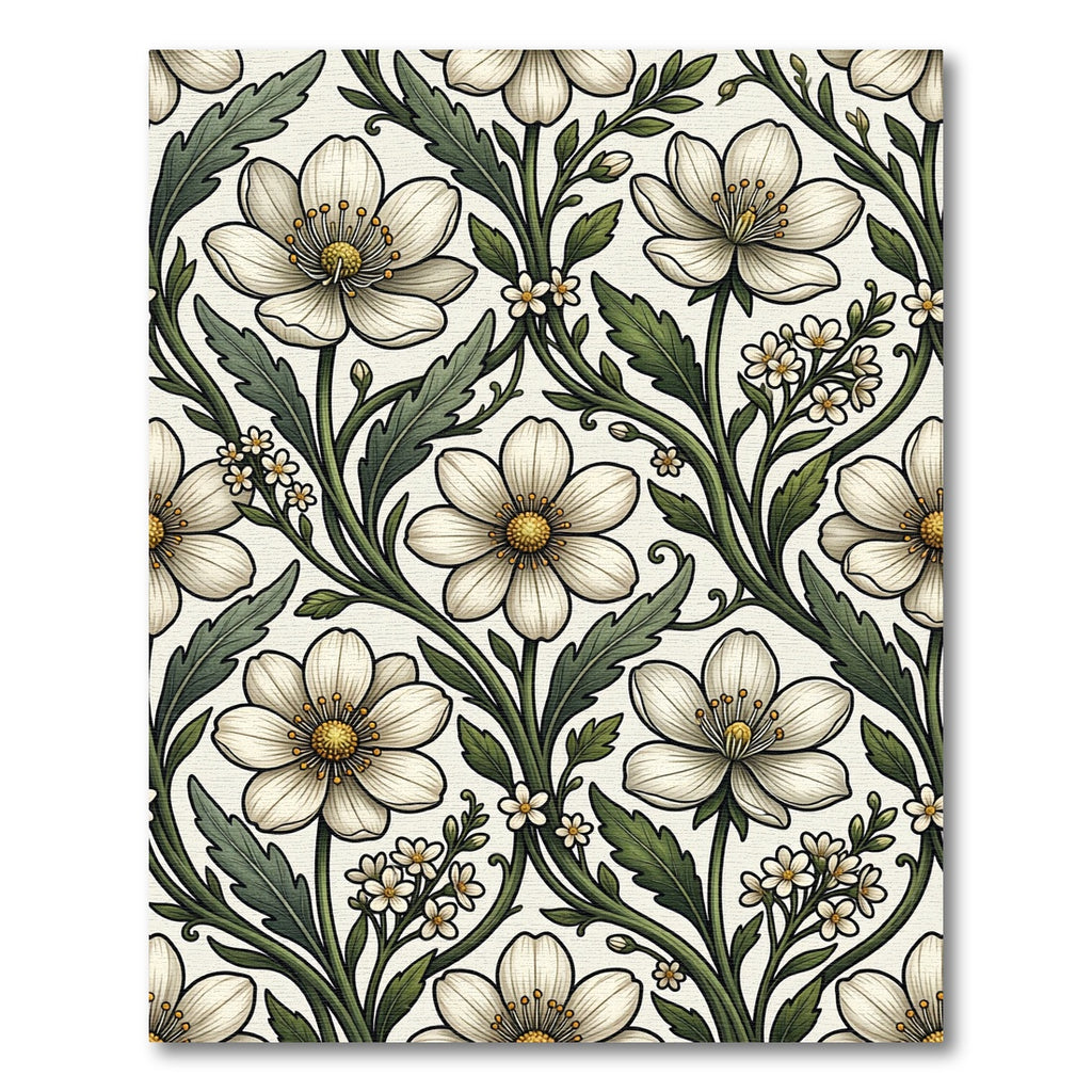 Elegant Neutral White Floral Botanical Rug