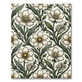 Elegant Neutral White Floral Botanical Rug