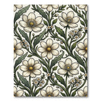 Elegant Neutral White Floral Botanical Rug