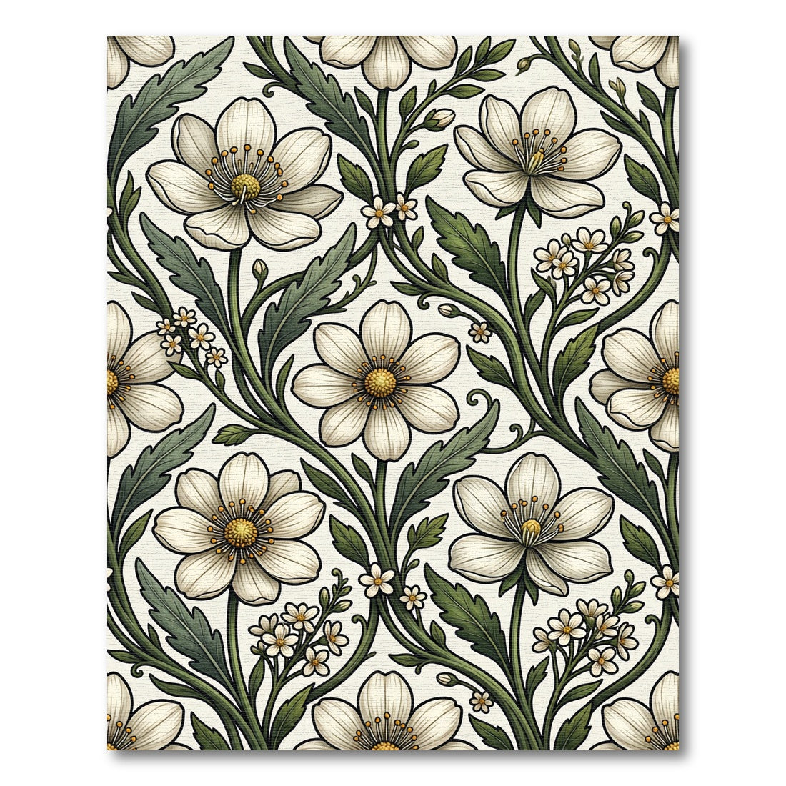 Elegant Neutral White Floral Botanical Rug