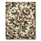 Antique Cream Floral Scrollwork Rug