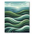 Modern Abstract Green Rolling Ocean Waves Rug