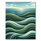 Modern Abstract Green Rolling Ocean Waves Rug