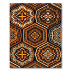 Geometric Amber Hexagon Cross Tile Rug