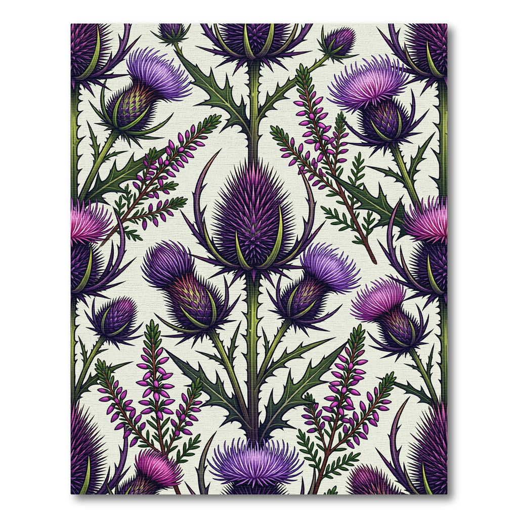 Enchanted Purple Thistle and Heather Rug