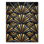 Art Deco Gold Black Fan Geometric Rug