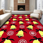 Jolly Yellow Bells Red Background Rug