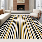 Glamorous Black Gold Vertical Stripe Rug