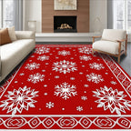 Festive Red Snowflake Scatter Rug