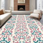 Pink Teal Abstract Symmetry Vintage Rug