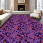 Abstract Purple Whimsical Floral Swirl Rug