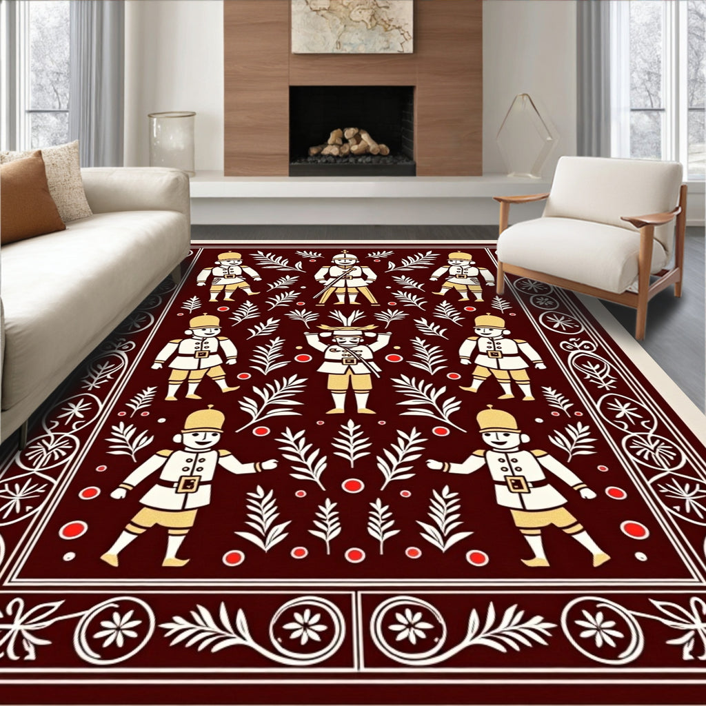 Crimson Soldier Garden Folk Art Rug
