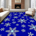 Blue Winter Snowflakes Falling Accent Rug